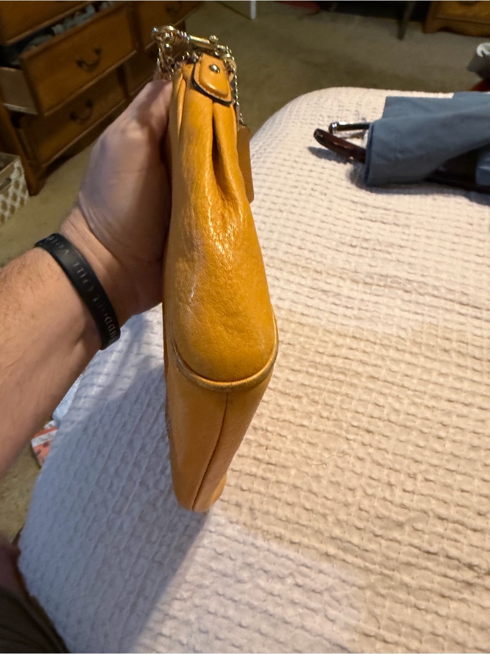 Coach Yellow Pebbled Leather Crossbody with Gold Hardware - Picture 10 of 11
